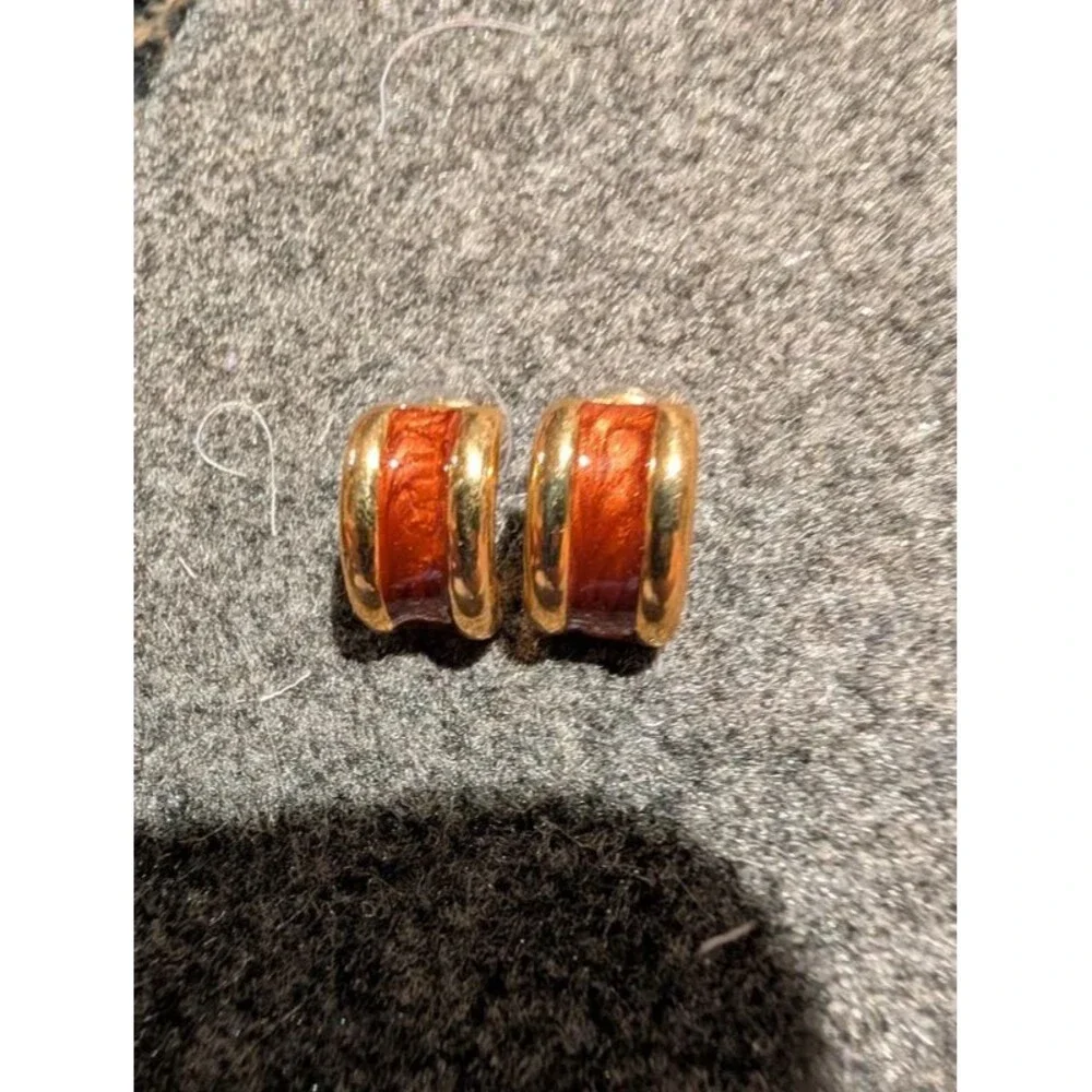Half hoop earrings gold and color set of 2